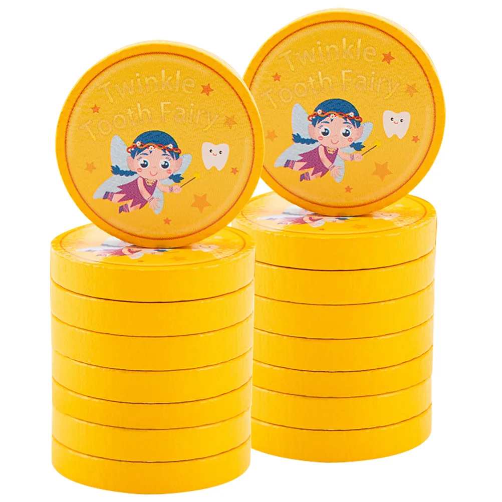 20 Pcs Tooth Coin Tooth-fairy Gifts Toy Kid Souvenir Commemorative Wood Medal