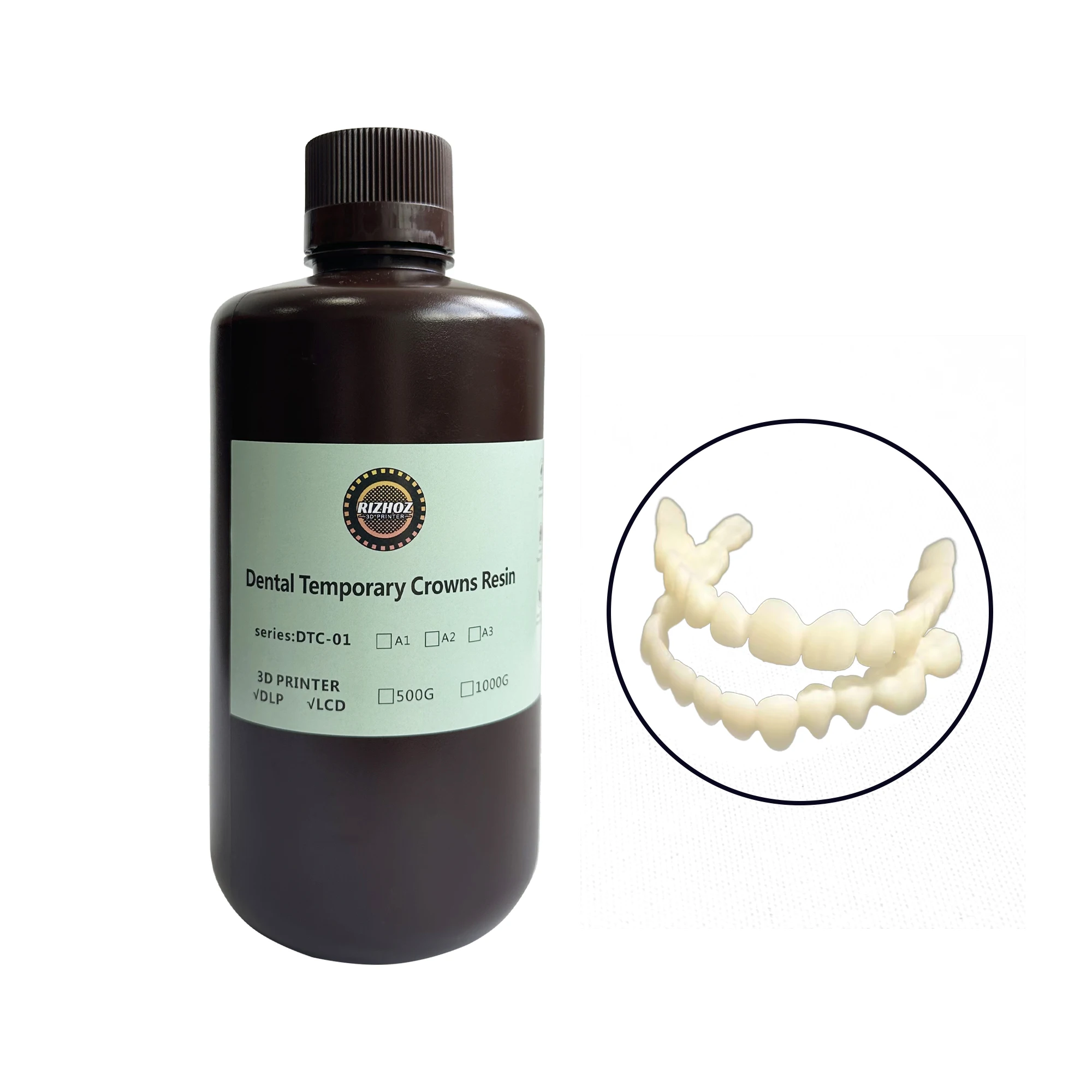 

Dental Temporary Crowns Resin for 3D Printer,Used to Print Temporary Crown and Bridge Model 500g,1000g