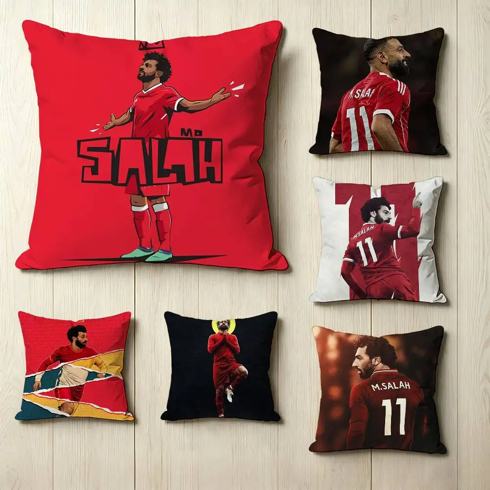 Football player M-Mohamed Salah  Square Double-Sided printed Pillow Case Bedroom Bedside Pillow Sofa Cushion Cover