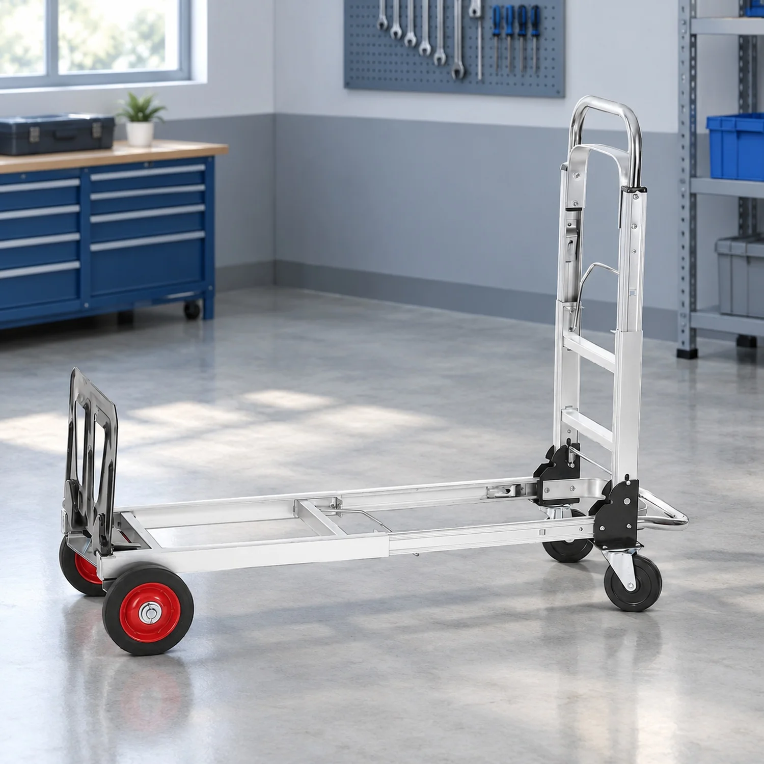 Aluminum Folding Hand Truck, 2 in 1 Design 400 lbs Capacity, Heavy Duty Industrial Collapsible cart, Dolly with Rubber Wheels