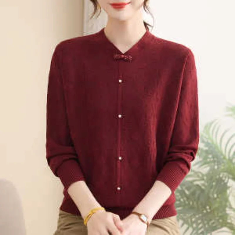 

Middle-aged Mothers' Autumn Tops for Women 2025 New Fashionable Style Knitted Sweaters