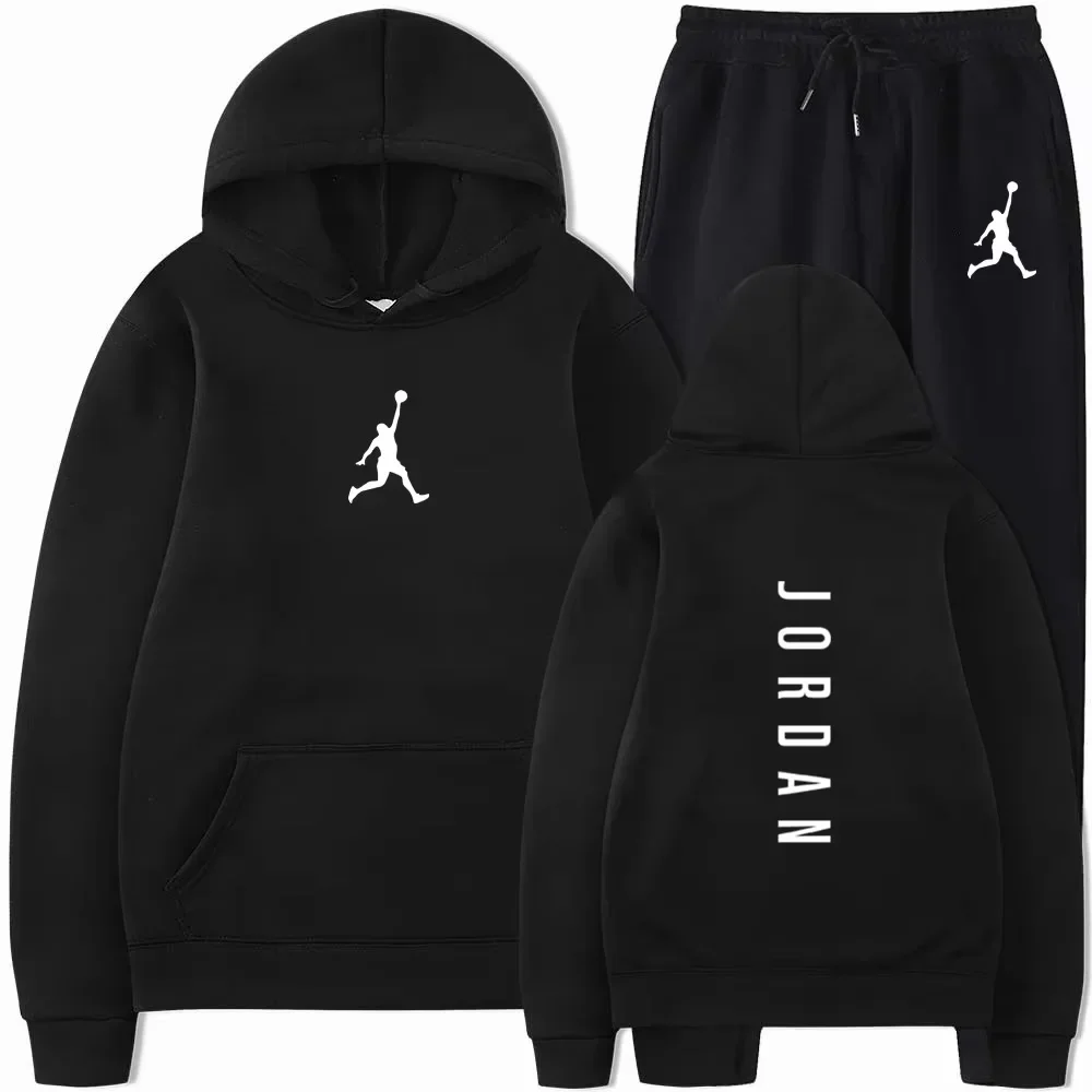 Autumn and Winter Fashion Jogging Sets for Men, Long-sleeved Sweatshirts and Printed Sweatpants, Casual Men's Clothing