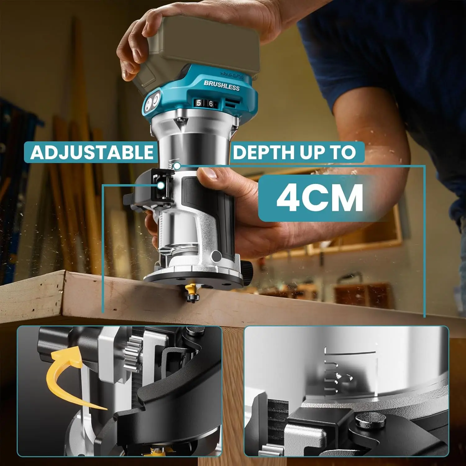 Cordless Trimmer Rechargeable Trimming Machine Brushless Slotting Tool Milling Woodwork Engraving Machine For Makita 18V Battery