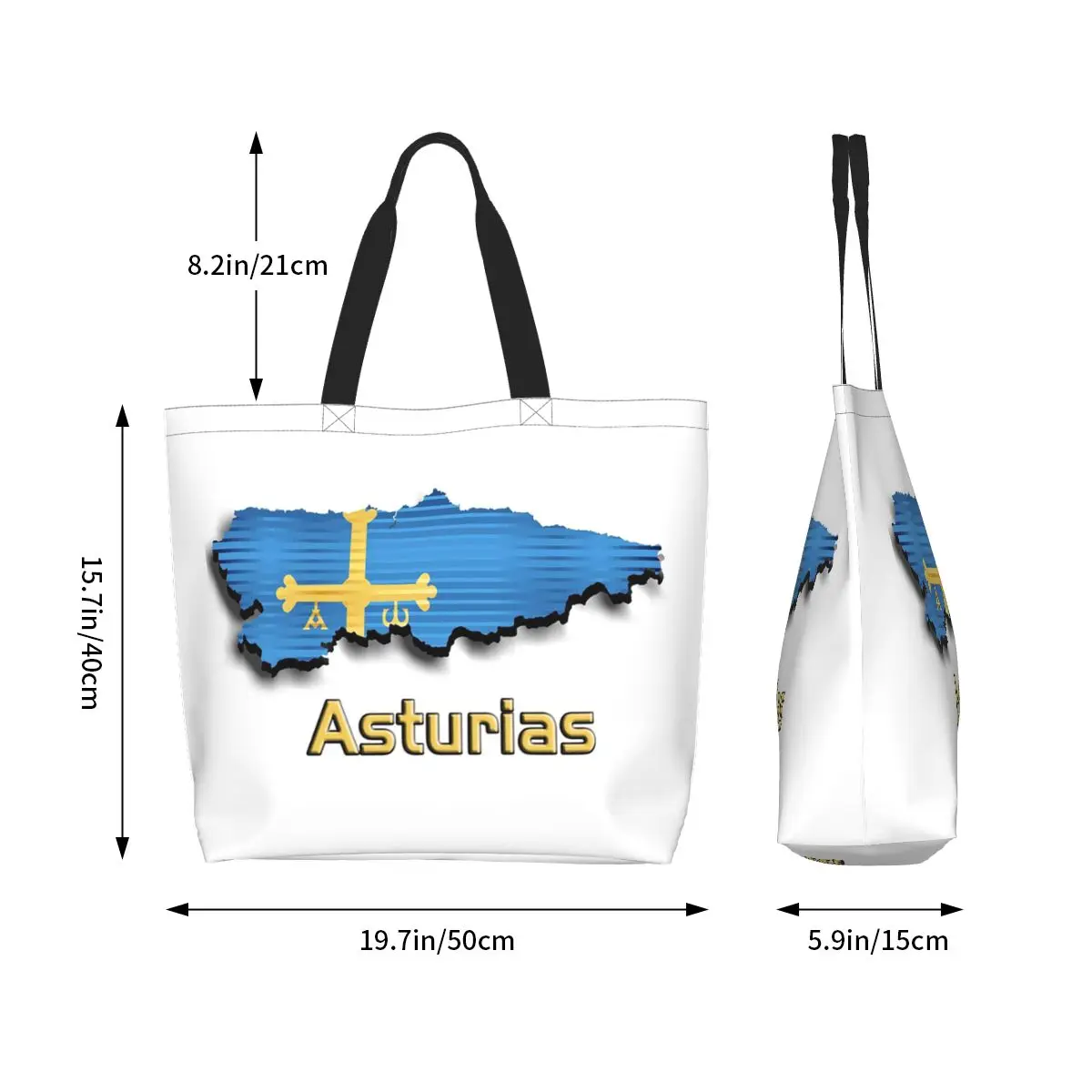 Asturias Flag Shopping Tote Bag Canvas Large Capacity Shoulder Bags Shopper Grocery Handbag for Women