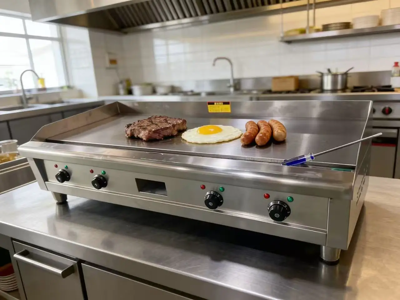 Adjustable Temp Control Commercial Electric Griddle Grill Heavy Duty Stainless Steel Flat Top BBQ Griddle For Burger Sausage BBQ