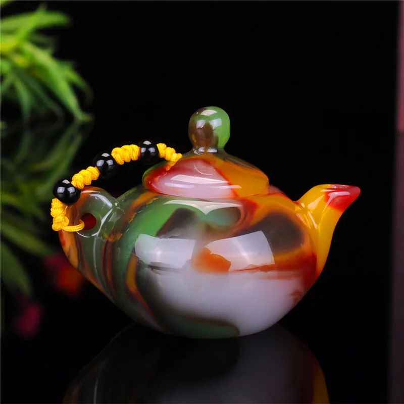 Jade Teapot Sculptures Figurines Charms Gift Luxury Designer Fashion Pendant