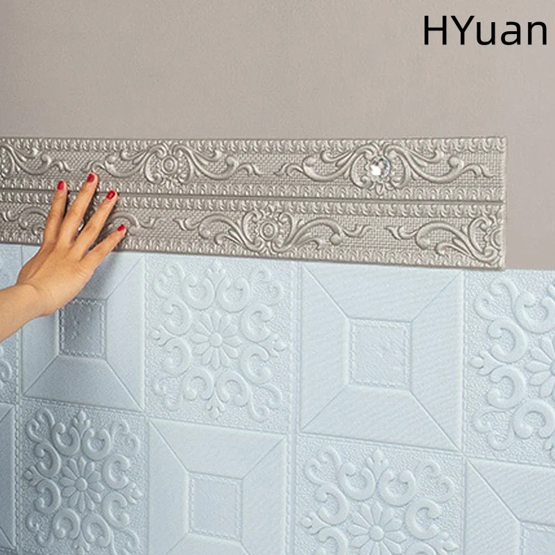HYuan 230cm Molding Peel and Stick Foam Wall Trim,Self Adhesive Wallpaper Border Sticky Decorative, Edging Baseboard Lines