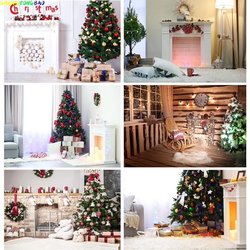 

Vinyl Custom Christmas Indoor Theme Photography Background Fireplace Children Backdrops For Photo Studio Props YXSD-01
