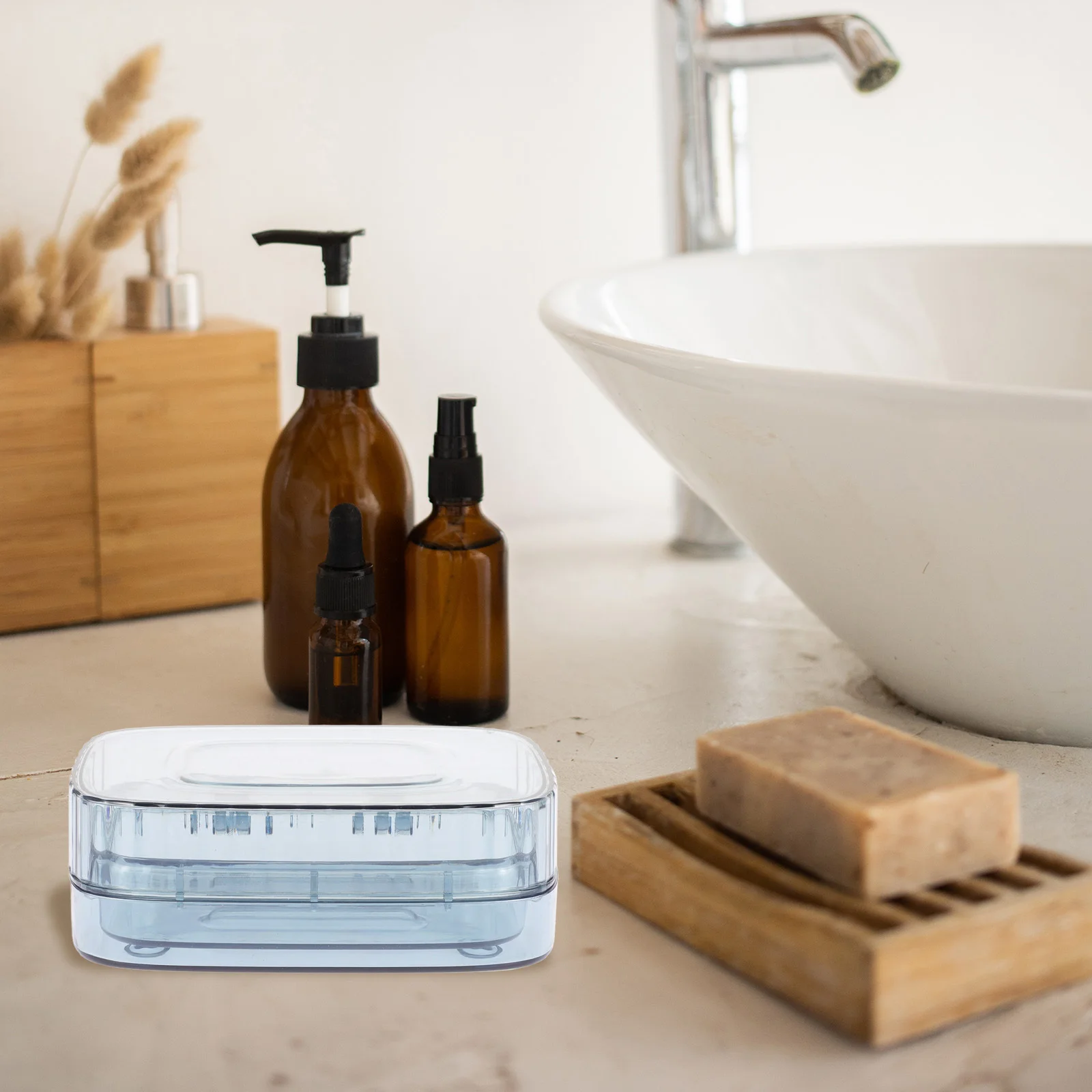 

Double Layer Soap Dish Portable Soap Container with Drain Lid Travel Holder for Kitchen Bathroom Bathroom Supplies,