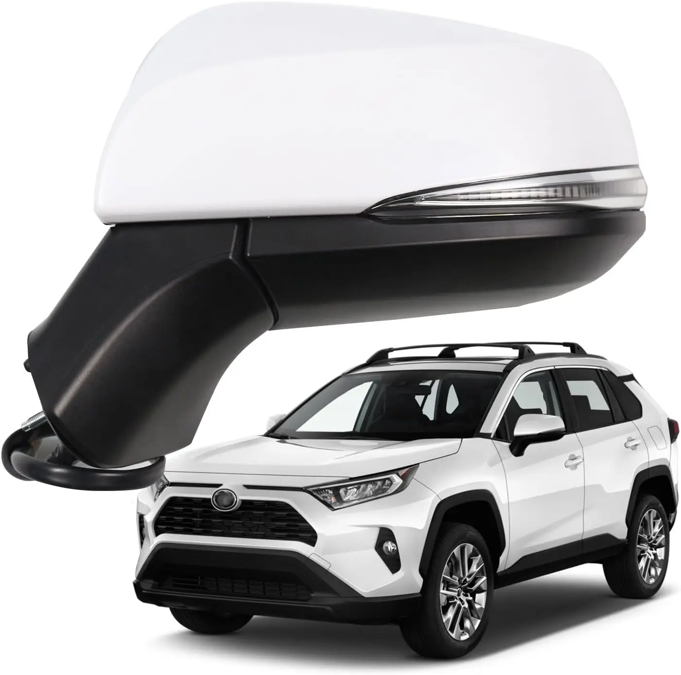 

Car Door Mirror Fits for Toyota RAV4 2019 2020 2021White Left Driver Side Mirror with BSM