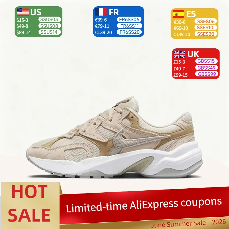 NikeAL8 Zapatos de lona de gamuza para mujer, suaves, cómodos, versátiles, acolchados, transpirables, de caña baja, color gris taupe claro FJ3794-105