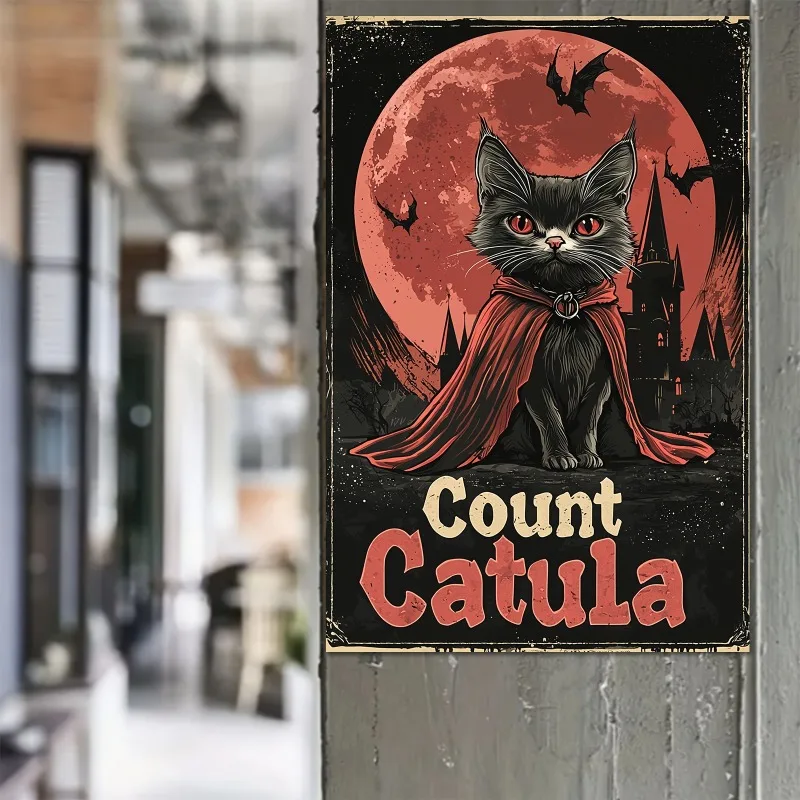 Count Barkula Vampire Pet Art Poster Frameless Canvas, Perfect for Home & Office Decor, Halloween Theme Gift, Halloween Decor