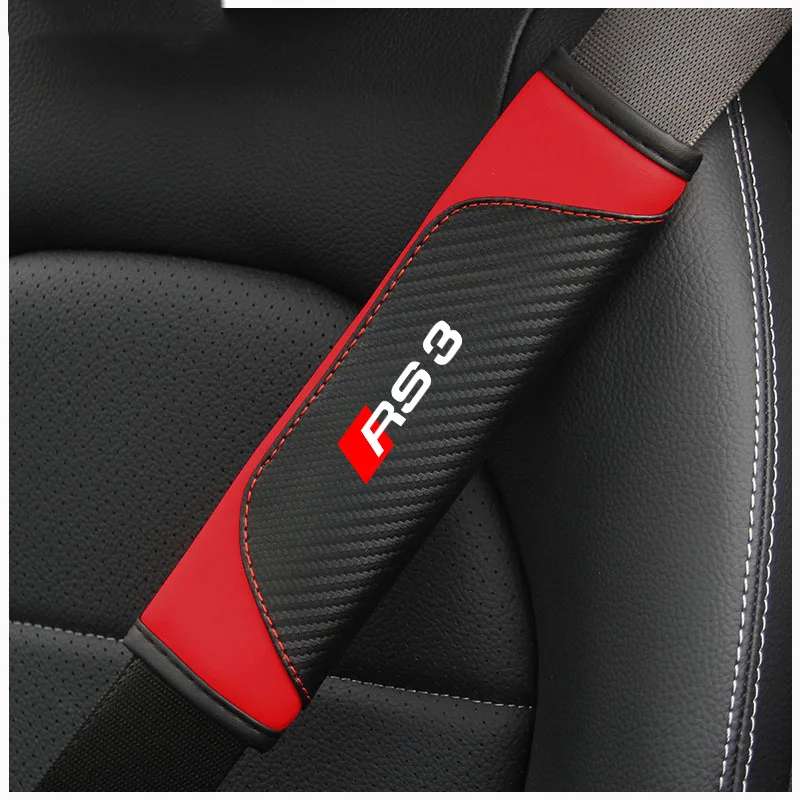 2Pcs Car Seat Belt Cover Shoulder Protection Pads For Audi RS3 Auto Interior Decoration Accessories