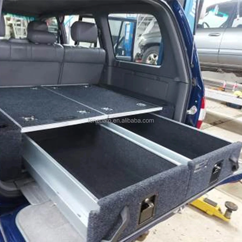 High Quality Alloy Steel Rear Trunk Storage Drawers System With Fridge Slider For Land Cruiser LC80 LC100 LC200