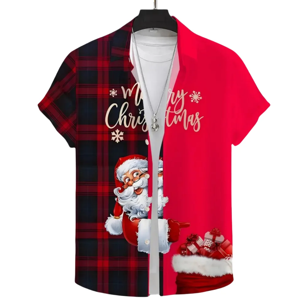 

Christmas Santa Claus Shirts Casual Men's Button up Shirts Short Sleeve Christmas Theme Shirt Collar 3D Print Top Mens Clothing