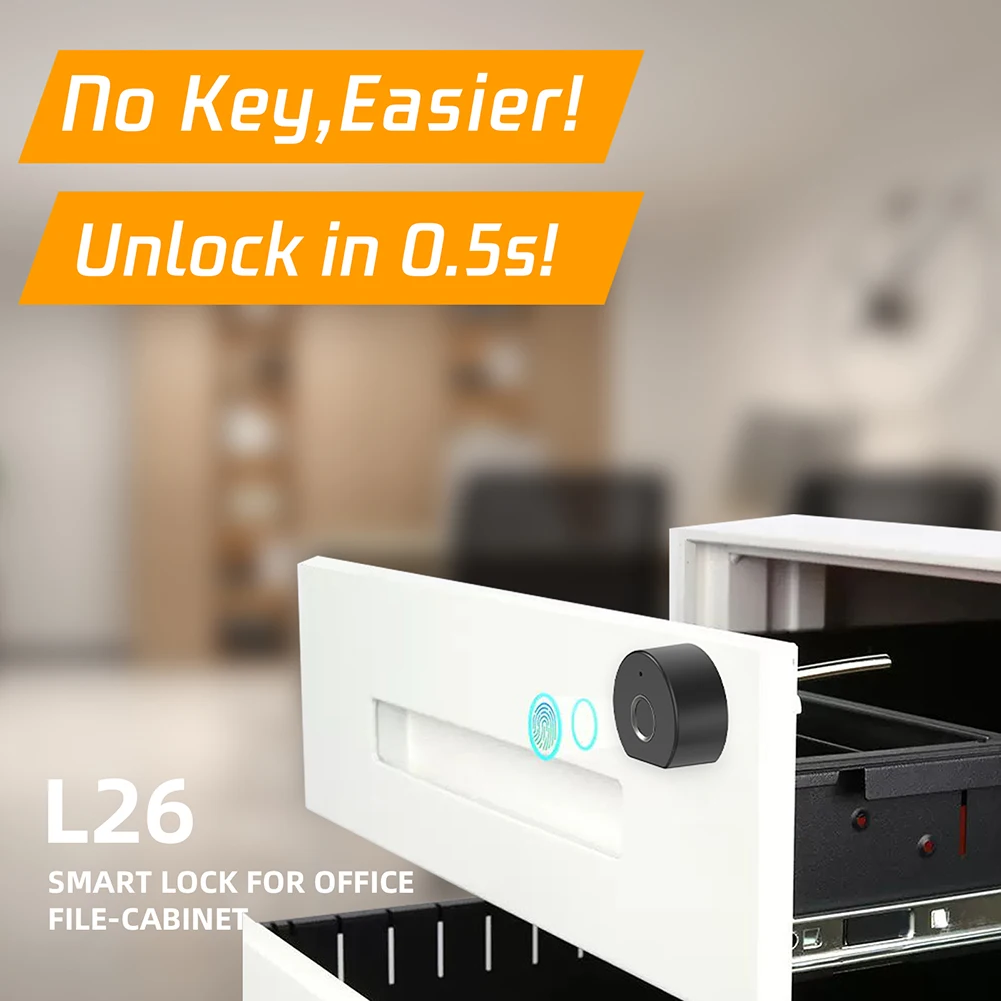 Drawer Fingerprint Biometric Electronic Door Lock No Punching Unlocking Keyless Lock Low Power Consumption with Tricolor Lamp