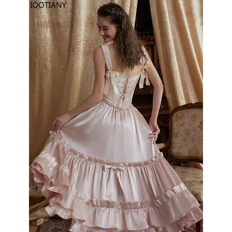 

Pink Vintage Women Skirt Runway Designer High Quality Chic European Trendy Lady Luxury Party Elegant Stylish 2024