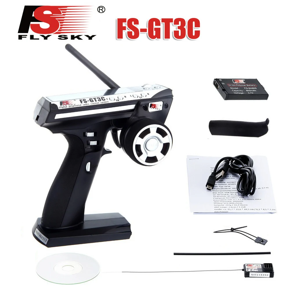 

FlySky GT3C FS-GT3C 2.4GHz 3-Channel Transmitter with GR3E Receiver For RC Cars Boat