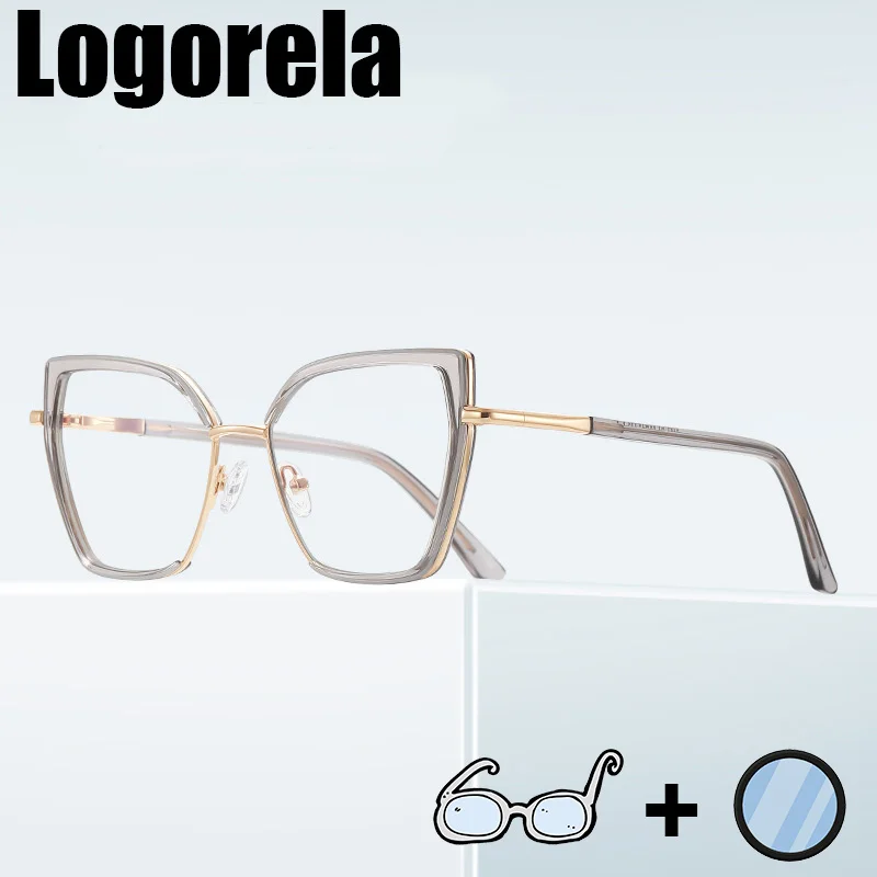 

Logorela 3154 Women Optical Prescription Glasses Anti-Blue Light Photochromic Eyewear Myopia Hyperopia Progressive Eyeglasses