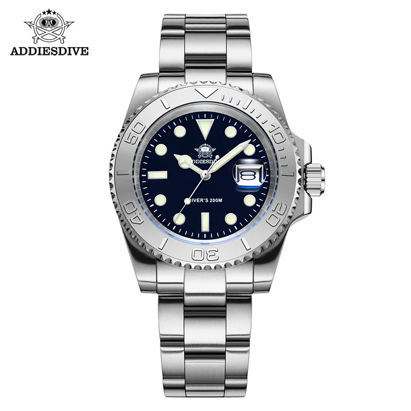 Addiesdive luxuoso relógio analógico de quartzo masculino bgw9 luminoso 20 barra à prova dwaterproof água mergulho aço inoxidável relógios masculinos h3