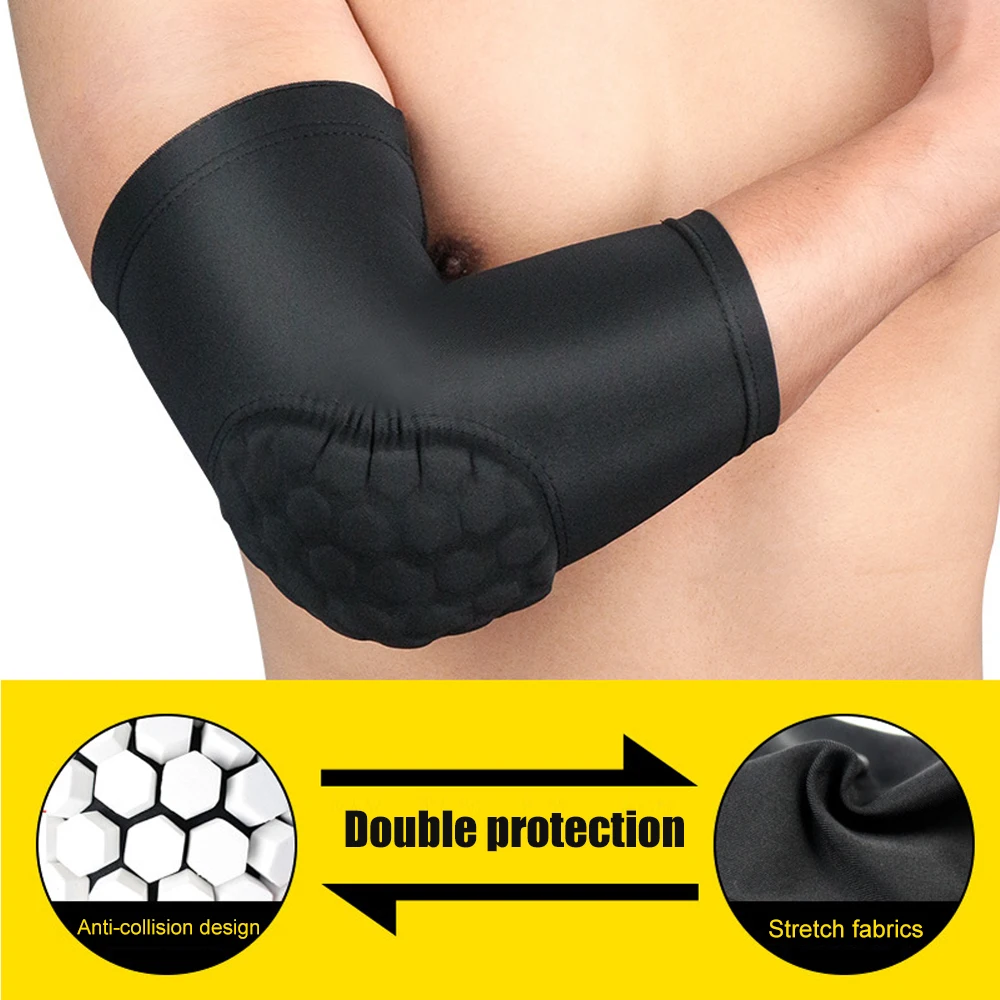 1Pcs Elbow Sleeve Elbow Compression Sleeve Sports Arm Forearm Brace Support Honeycomb Pad Crashproof Basketball Arm Guard Sleeve