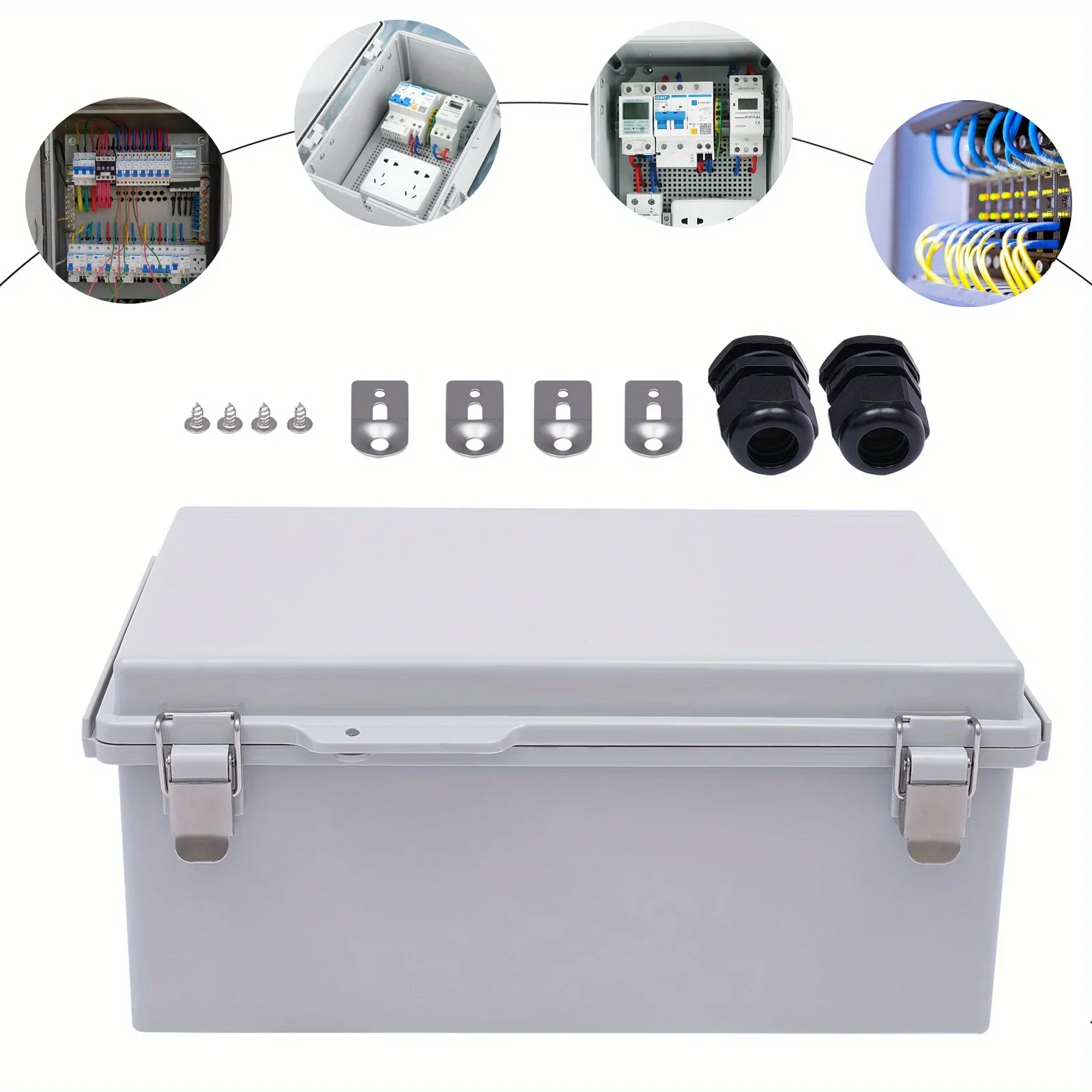 

Распределительная коробка размером 13,8x9,8x5,9 дюйма — серая крышка, распределительная коробка