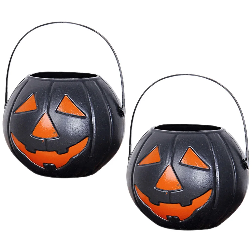 2-delige Halloween Heksenketel Pompoen Emmer Snoeppot Plastic Koekjescontainer