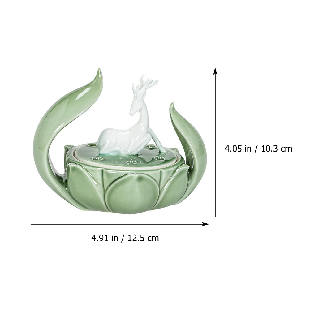 

1Pcs Deer Incense Coil Holder Lotus Nut Ceramic Incense Burner Desktop Ornament Coil Burner Box Home Decoration Aroma Furnace