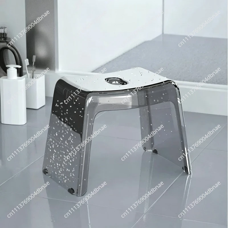 Home Bathroom Stool Furniture Transparent PCTG Plastic Shoe Stools Designer Antiskid Elderly Shower Bath Chair Seat for Adults