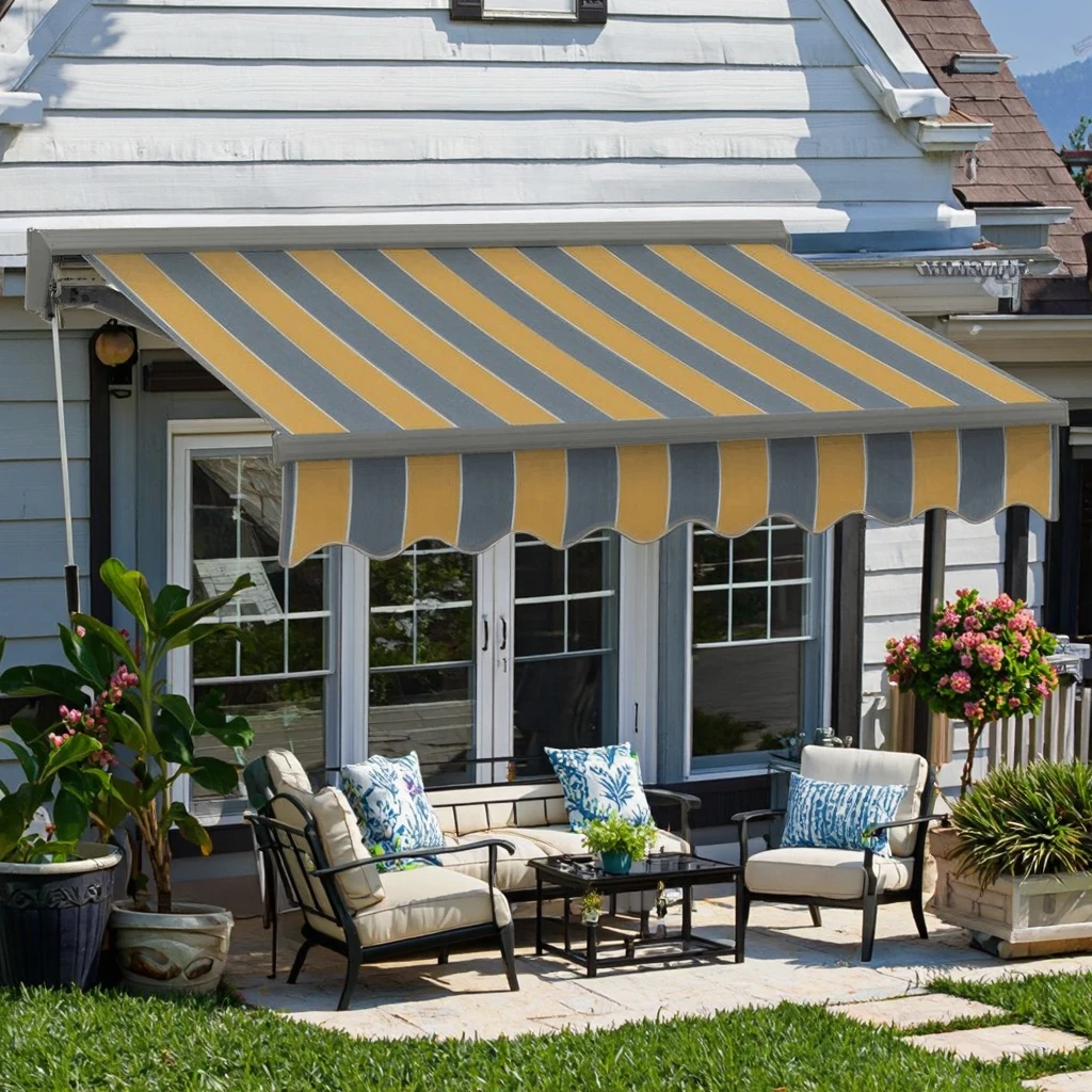 French folding aluminum frame acrylic waterproof anti-ultraviolet telescopic awning remote control is suitable for window use