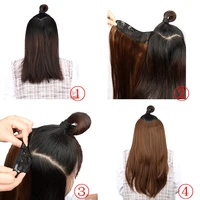WIGSIN 22Inch Synthetic Long Straight Layered Clip-in Hair Extension V-shaped Black Blonde Invisible Hairpiece for Women 6