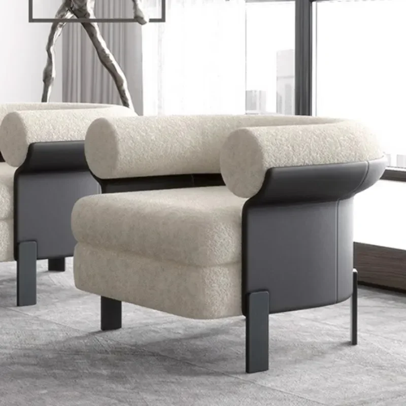 

Modern Italian Minimalist Leisure Chair Living Room Light Luxury Single round Armrest Backrest Couch Designer Model Furniture