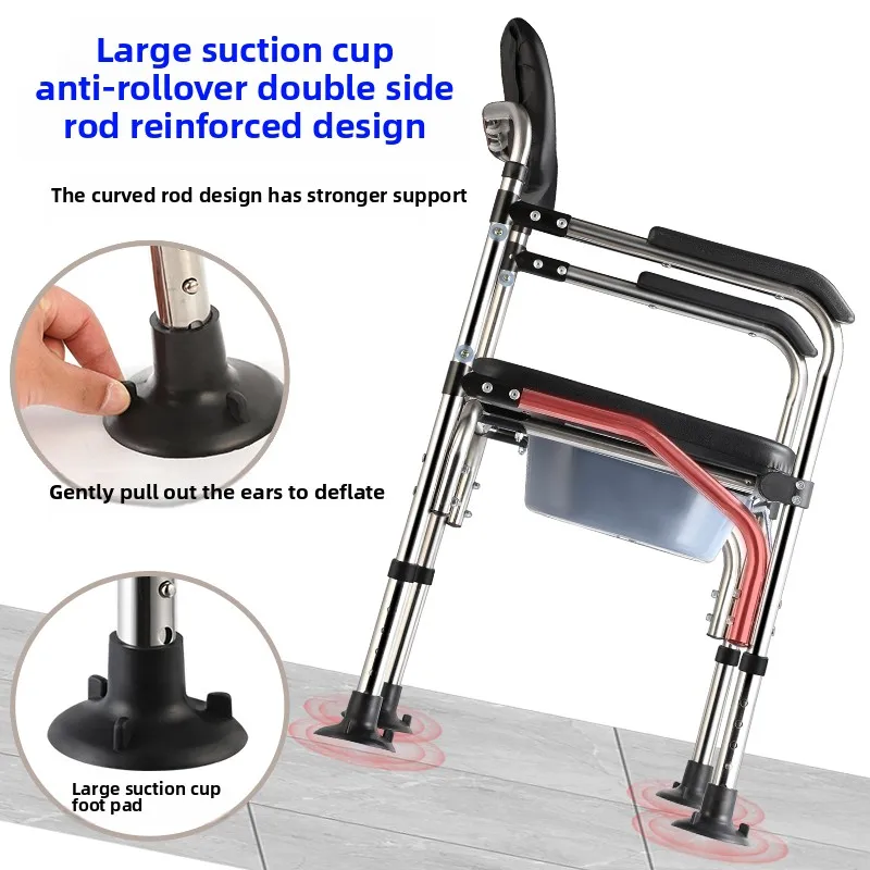 Pregnant Women Household Stainless Steel Toilet Seats Foldable Bath Chairs Reinforced Toilet Handrail Toilet Frame for Elderly