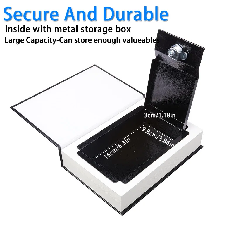 Creative Book Style Safe Box Money Jewelry Stash Hidden Secret Compartment Key Lock Metal Storage Box Simulation Classic Book