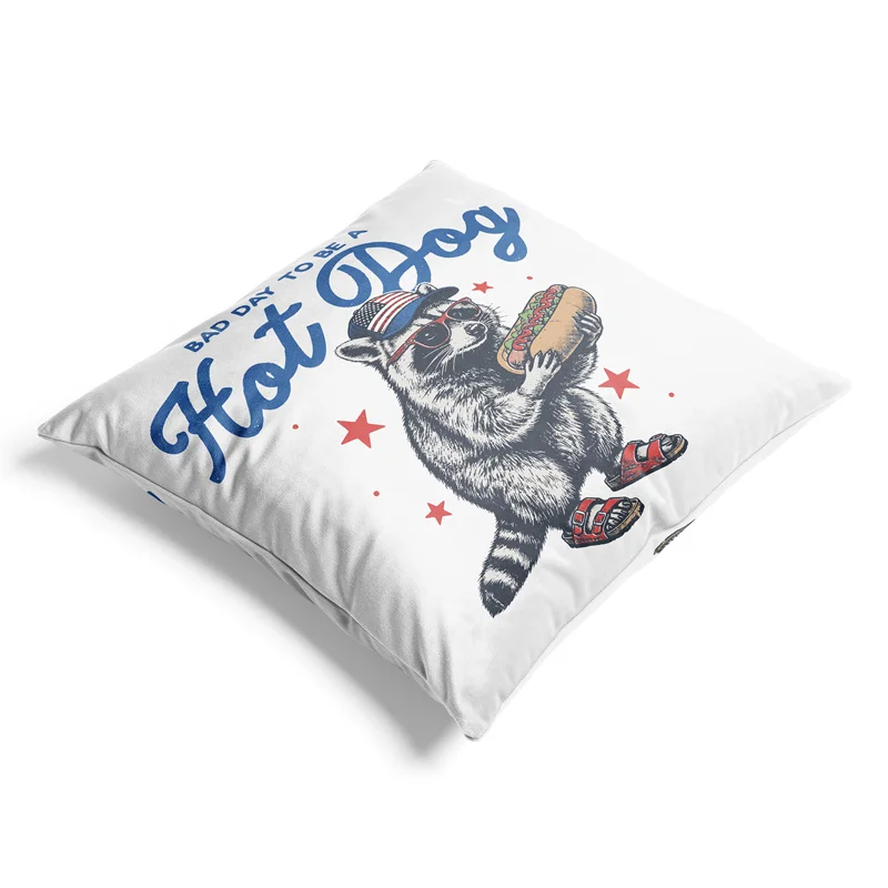 Aertemisi Bad Day to Be a Hot Dog Funny 4th of July Pillow Cover Humorous Independence Day Cushion Case Throw Pillow Cover