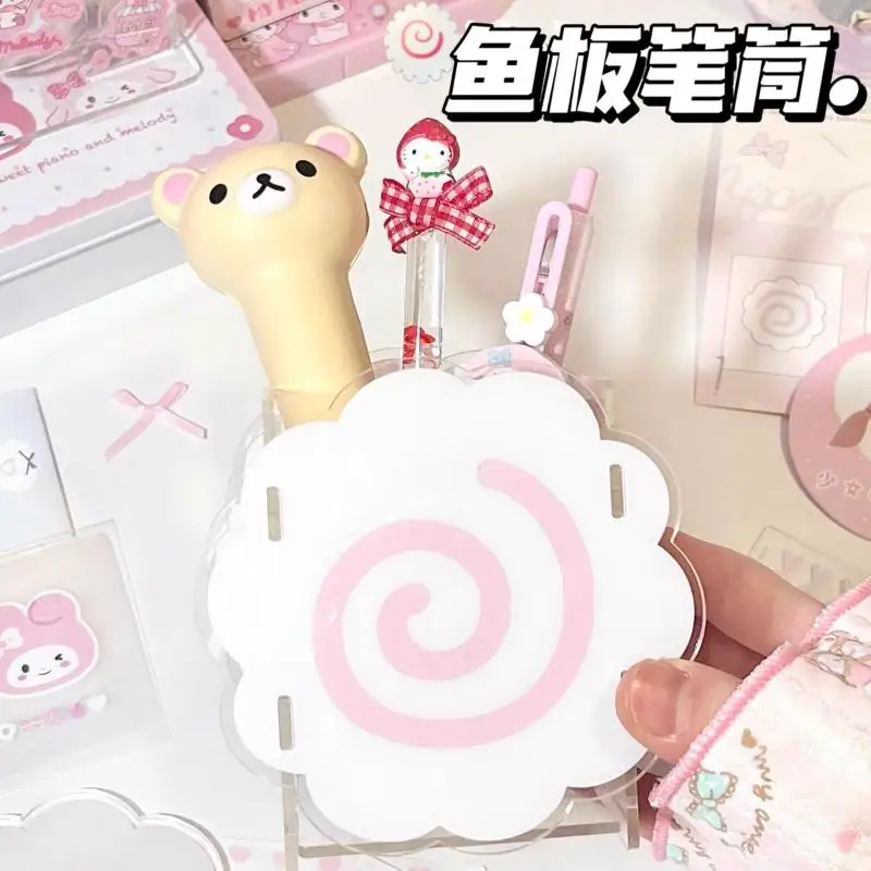 

Acrylic Fish Cake Pen Holder Cute Dog Pen Holder Large-Capacity Desktop Stationery Pen Storage Box Home Office Supplies