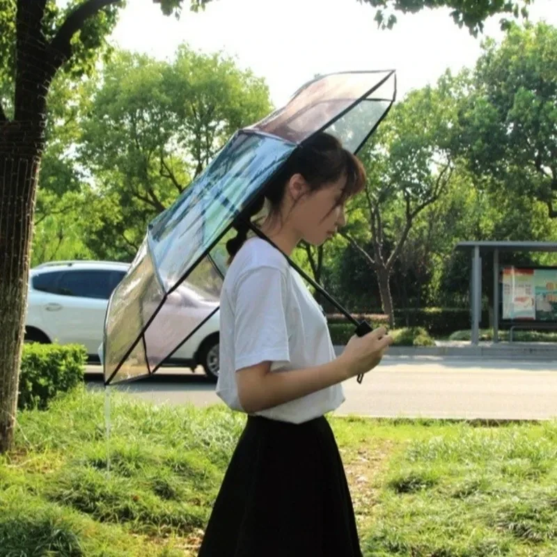 Rainbow Transparent Folding Umbrella Automatic Manual Design Lightweight Windproof Portable Daily Outdoor Use - view 4