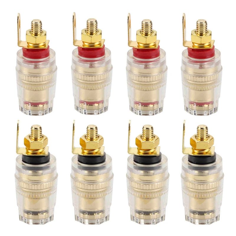 

8Pcs Speaker Terminal Binding Post 4mm Banana Plug Socket Low Frequency Amplifier Connector for Loudspeakers gold-plating