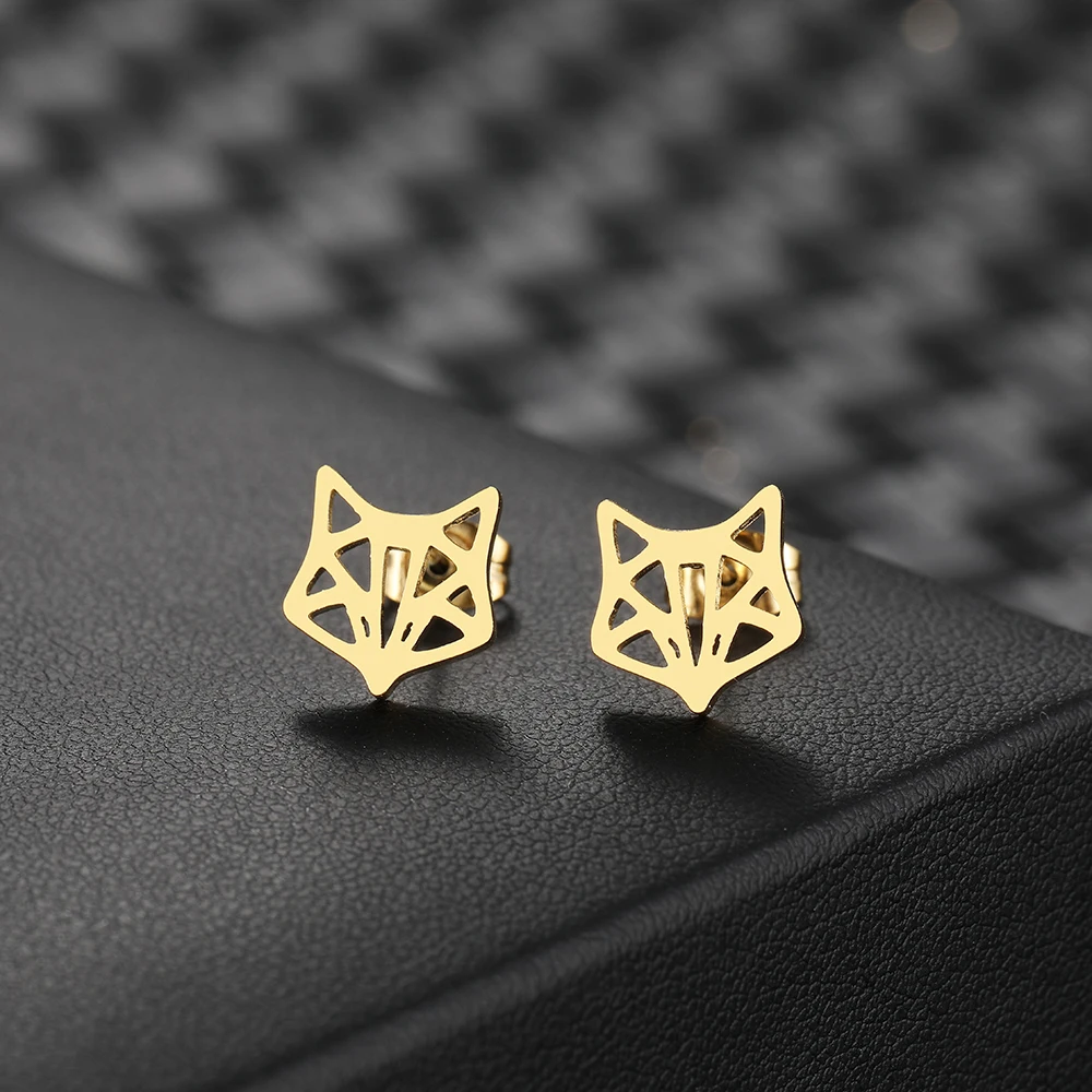 Stainless Steel Earrings 2022 Trend New Korean Fashion Animal Line Sense Fox Unusual Stud Earrings For Women Jewelry Party Gifts