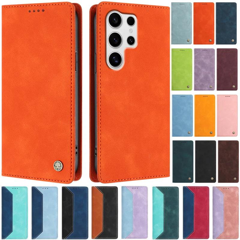 

High-quality S25Ultra Macaron Colorful Case For Samsung Galaxy S25 Ultra Capa Magnetic Leather Case For Samsung Galaxy S25 Ultra