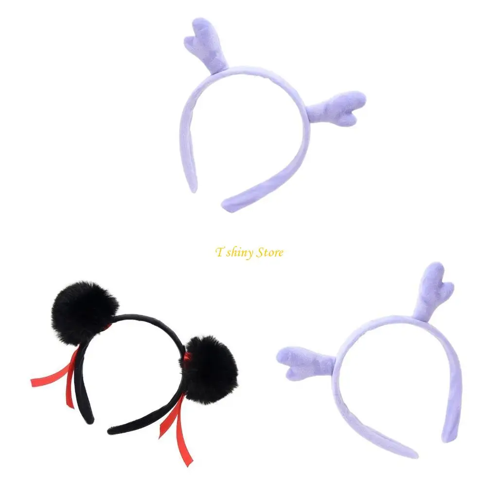 N58F Nezha Pałąk nagłówka Furry Plush Buns Hryzur