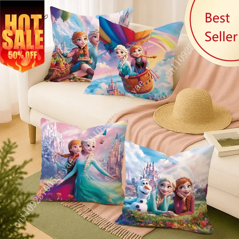 

Frozen Elsa and Anna Pillowcase Disney Cartoon Pillow Case Decoration Child Holiday Party Boy Girl Gifts Custom Pillow Cover