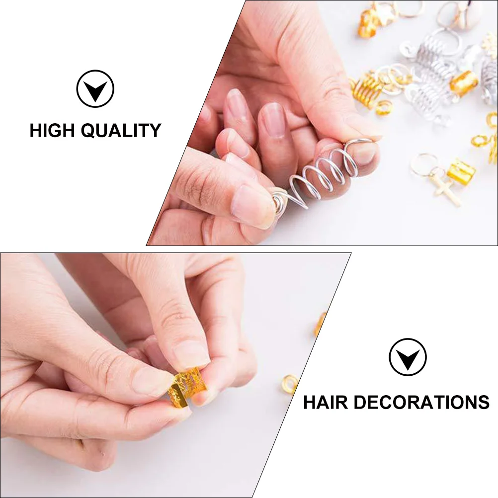 

220pcs Braid Accessories Hairpiece Rings Set For Women Decoration Dreadlock Rings Creative Headdress Lightweight Festival Party