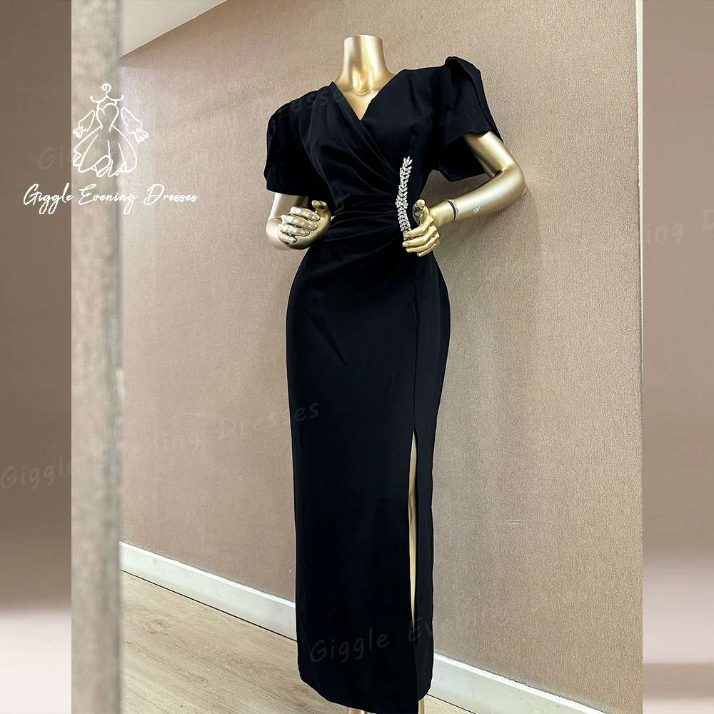 Giggle Homecoming season V-neck Crepe Party formal gown Luxury Beads Straight saudi Pleat evening dresses women elegant 2024