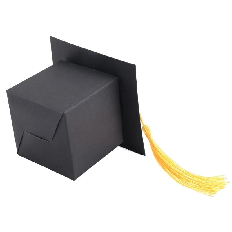 ABXF-25Pcs DIY Paper Graduation Cap Shaped Gift Box Sugar Chocolate Box For Graduation Party Favor Cap Bachelor Hat Wedding Cand