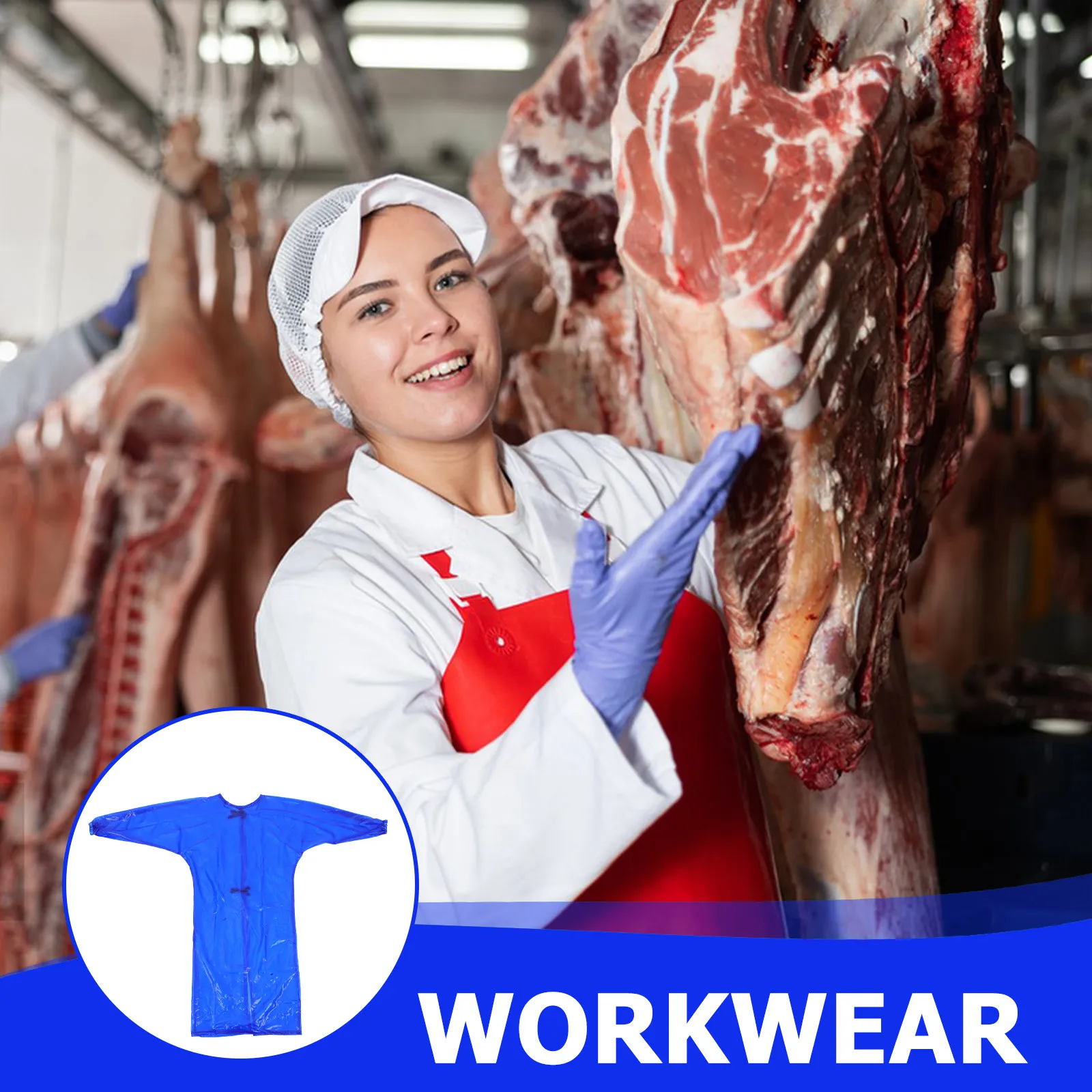 مريلة عمل واقية سميكة مقاومة للماء والزيت بأكمام طويلة شفافة للرجال والنساء للاستخدام الصناعي الشاق