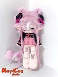 Demon Pink Rose Bow Princess 30CM Long legs Cartoon Animal  Plushie Plush Cotton Doll Clothes Anime Figure Toy For Kids Gifts