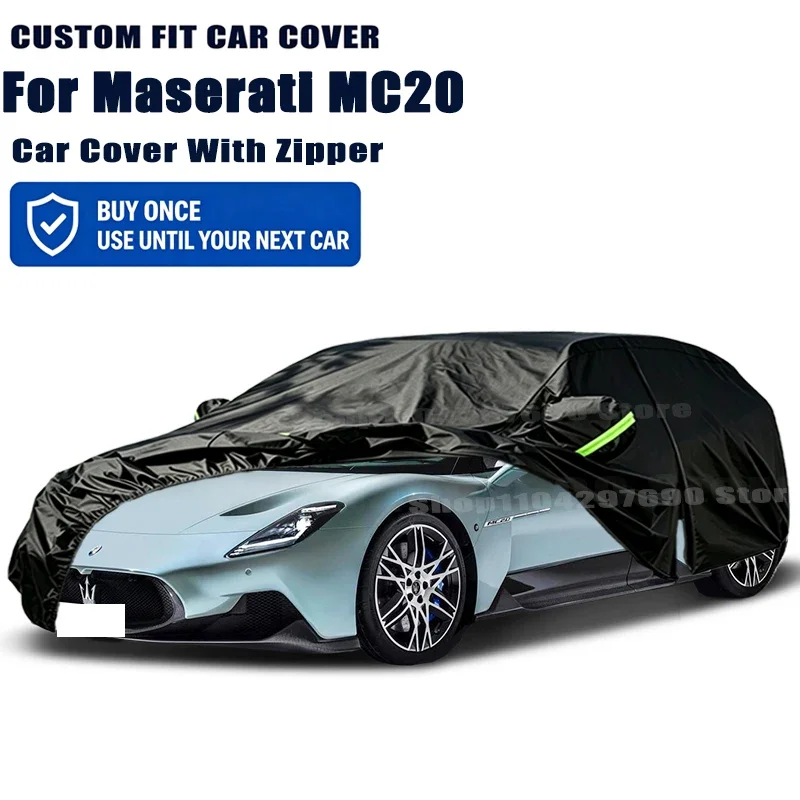 For Maserati MC20 Outdoor Full Car Cover With Zipper Snow Cover Sunshade Waterproof Dustproof Exterior Protection