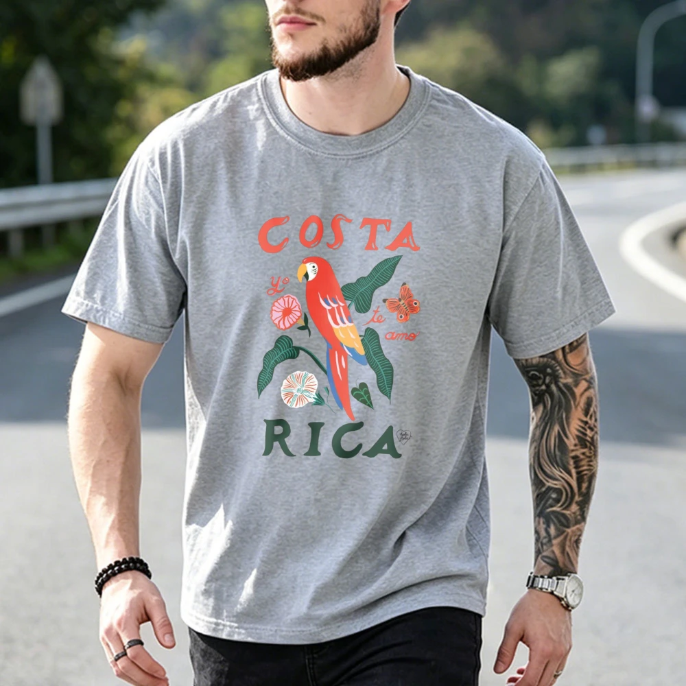Costa Rica Graphic Tee Colorful Parrot Tropical Bird Caribbean Vacation Travel Souvenir Men Women Short-sleeve Tshirt Cotton Top