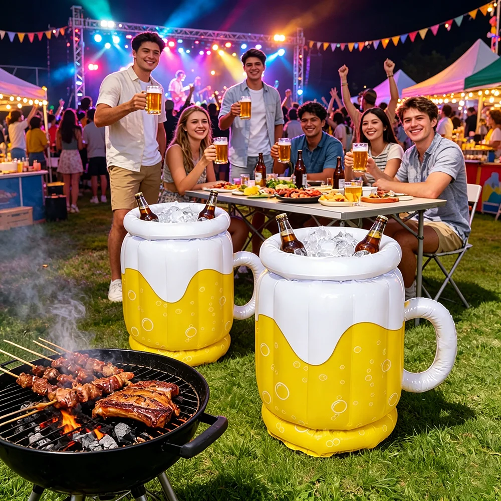 1pc PVC Inflatable Ice Bucket Beer Cooler Funny Hawaiian Birthday Party Decoration Summer Beach Pool Outdoor BBQ Supplies Props